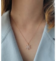 lotus çiçeği model bayan gümüş kolye (Beyaz)