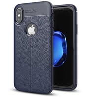 Uyumlu Model Apple iPhone X Kılıf Deri Tarzı Niss Silikon Case (Lacivert)
