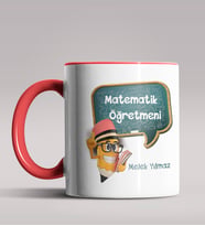 Kişiye Özel Matematik Öğretmeni Tasarımlı Siyah Renk Kupa 15 (Kırmızı)