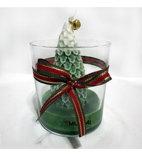 Mummi Candle Doğal Soya Wax Bardakta Yeşil-Kırmızı Yılbaşı Ağacı (Yeşil)