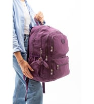 Kadın Sırt Çantası Hafif Kumaş Çok Cepli Kabin Boy Seyahat Çantası 43*30 Cm (Mor)
