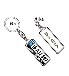 Kişiye Özel Dacia Yeni Logo Tema Plaka Anahtarlık (Gümüş)