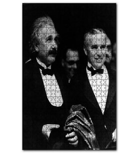 Cakapuzzle Albert Einstein İle Charlie Chaplin Puzzle Yapboz MDF (Ahşap) (255 Parça)