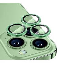 ALLY iPhone 14 Pro-14 Pro Max Diamond Taş İşlemeli Alüminyum Alaşımlı Kamera Lens Koruyucu (Yeşil)