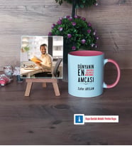Amcaya Hediye Fotoğraflı Dekoratif Taş, Kupa Bardak Beyaz Hediye (Model 6)