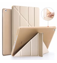 iPad 2 3 4 Kılıf Trifolding Arkası Silikon Smart A1395 A1396 A1397 A1416 A1430 A (Gold)