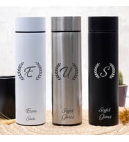 İsme Özel Dijital Sıcaklık Göstergeli Süzgeçli Çelik Termos 450 Ml M2 (Beyaz)
