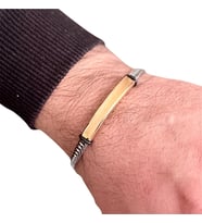 Spiga Model İnce Kordon Çelik Erkek Bileklik 22 cm (Gümüş - Altın)