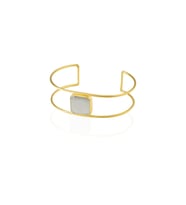 Kadir Jewellery 22 Ayar Altın Kaplama Zirkon Taşlı Ayarlanabilir Vintage Bilezik (Gri)