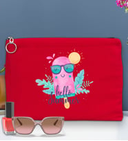 BK Gİft Yaz Temalı-5 Astarlı Portföy Çanta 30x21cm(12 Renk Seçeneği), Baskılı El Çantası, Organizer Çanta (Kırmızı)
