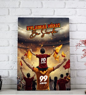 BK Gift Kişiye Özel İsimli Baba-Oğul Sarı Kırmızı Evladıma Miras Bu Sevda Kanvas Tablo, Ev Hediyesi, Doğum Günü Hediyesi, Taraftar Hediyesi (Model 2)