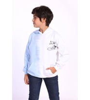 Toontoy Erkek Çocuk Kapüşonlu Baskılı İki Renkli Sweatshirt (Mavi)