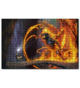 Cakapuzzle Alevler İçinde Şeytan ve Karşı Koyan Savaşçı  Puzzle Yapboz MDF (Ahşap) (500 Parça)