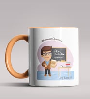 Kişiye Özel Matematik Öğretmeni Tasarımlı Siyah Renk Kupa Bardak  (Turuncu)