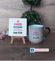 Kadın Doğum Uzmanı Dekoratif Taş, Kupa Bardak Kırmızı Hediye (Model 9)