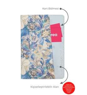 giftcrea Kişiye Özel Çiçek Desenli Defter Lazer İsim Kazıma Günlük Kartlıklı Defter (Mavi)