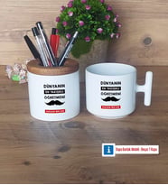 Erkek Öğretmene Hediye Kalemlik, Kupa Bardak T Kişiye Özel Hediye (Model 1)