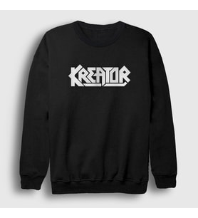 Presmono Unisex Beyaz Logo Kreator Sweatshirt 93072tt (Siyah)