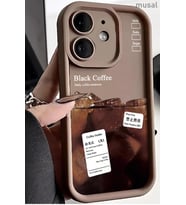 iPhone 12 Kılıf Kamera Korumalı Baskılı Arka Yüzey Klas Kapak (Koyu Kahve)