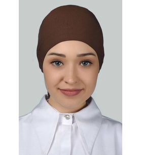 Kadın Pratik Dikişsiz Bağcıklı Kaymayan Tesettür Penye Bone (Çikolata)