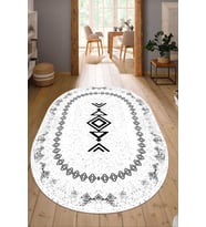 Dijital Baskılı Kaymaz Taban Yıkanabilir Oval Salon Halısı Mutfak Halısı Yolluk NDO-SD-1045 (Çok Renkli)