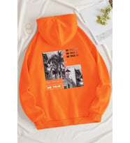 Unisex True Of Baskılı Sweatshirt (Turuncu)