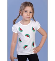 Toontoy Kız Çocuk Karpuz Nakışlı Tişört (Ekru)