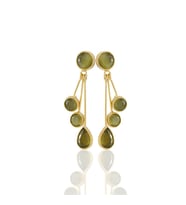 Kadir Jewellery22 Ayar Altın Kaplama Vintage Küpe -El İşçiliği Ve Hipoalerjenik Küpe (Zeytin Yeşili)