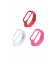Xiaomi Mi Band 3-4 Silikon Kordon 3'lü Set Kırmızı Turuncu Sarı (Pembe)