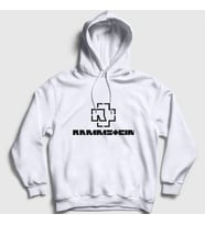 Presmono Unisex Gri Logo V2 Rammstein Kapüşonlu Sweatshirt 106063tt (Beyaz)
