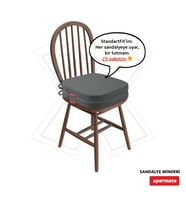 XPERMATE 2'li StandartFit Oval Sandalye Minderi Fermuarlı Yıkanabilir Kılıf Bağcıklı Su ve Yağ İtici 42x42x5 cm (Antrasit)