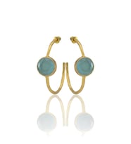 Kadir Jewellery 22 Ayar Altın Kaplama Kadın Taşlı Küpe -El İşçiliği Ve Hipoalerjenik Küpe (Açık Mavi)
