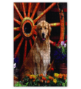 Cakapuzzle Çiçekler Köpek Puzzle Yapboz MDF (Ahşap) (255 Parça)