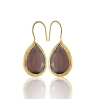 Kadir Jewellery 22 Ayar Altın Kaplama Damla Taşlı Küpe -El İşçiliği Ve Hipoalerjenik Küpe (Bordo)