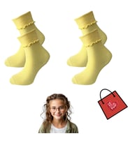 Happy Body (Art Nm 40245)  2'Li Set Kız Çocuk Çorap Aksesuarlı Lastik Dikim (Sarı)