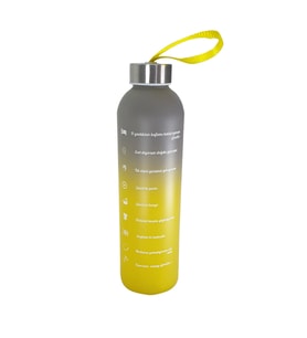 Renkli 750 ml Motivasyon Cam Su Matarası HK2707 (Sarı)