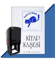 Kişiye Özel  Sevimli Kedi 4 Tarihli Kitap Kaşesi (Mavi)