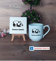 Uykucu Panda Dekoratif Taş, Kupa Bardak Kırmızı Hediye (Model 4)