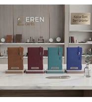 2027 Günlük Ajanda Notebook Çizgili Üstten Metal Kilitli Lüx Model 17x24 - Kişiye Özel Isimli (Taba)