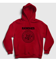 Presmono Unisex Gri Logo Ramones Kapüşonlu Sweatshirt 170087tt (Kırmızı)