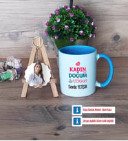 Kadın Doğum Uzmanı Kupa Bardak Beyaz ve Fotoğraflı Ahşap Anahtarlık Hediye (Model 4)