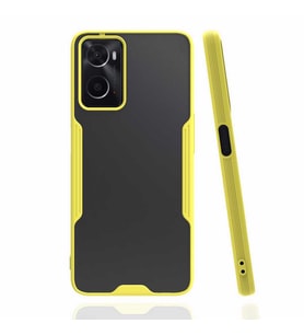 Oppo A96 4G Kılıf Kamera Korumalı Arkası Şeffaf Silikon (Sarı)
