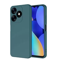 Tecno Spark 10 4G Kılıf Kamera Korumalı iÇi Süet Dokulu Lansman Tipi Silikon (Koyu Yeşil)