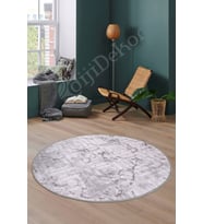 Dijidekor Halı Devetüyü Cool Karo  Yuvarlak Kaymaz Kesme İnce Yolluk Kilim Salon Halısı Modelleri (Gri)