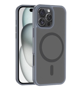 iPhone 16 Pro Max Kılıf Magsafe Şarj Özellikli Mat Arka Yüzey Sio Kılıf (Gri)
