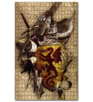 Cakapuzzle Ejderhalı Arma Savaşçı Kılıç ve Sancaklar Puzzle Yapboz MDF (Ahşap) (255 Parça)