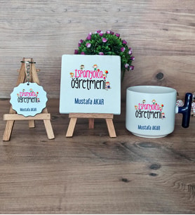 İspanyolca Öğretmeni Hediye Seti Kupa Bardak T Kulplu, Dekoratif Taş, Anahtarlık Öğretmenler Günü Hediyesi (Model 2)