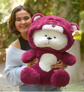 Uykumcuk Gold Kapüşonlu Peluş Ayı 90 Cm (Bordo)
