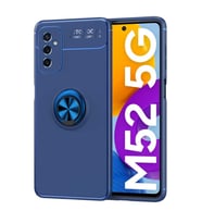 Galaxy M52 Kılıf Zore Ravel Yüzüklü Silikon Kılıf (Mavi)