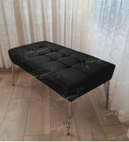 Modern Dilim Puf Ayakucu Puf Gümüş Metal Ayak (100*45) (Siyah)